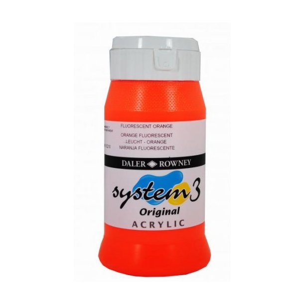 Akrylmaling System 3 500 ml. Fluorescent Orange