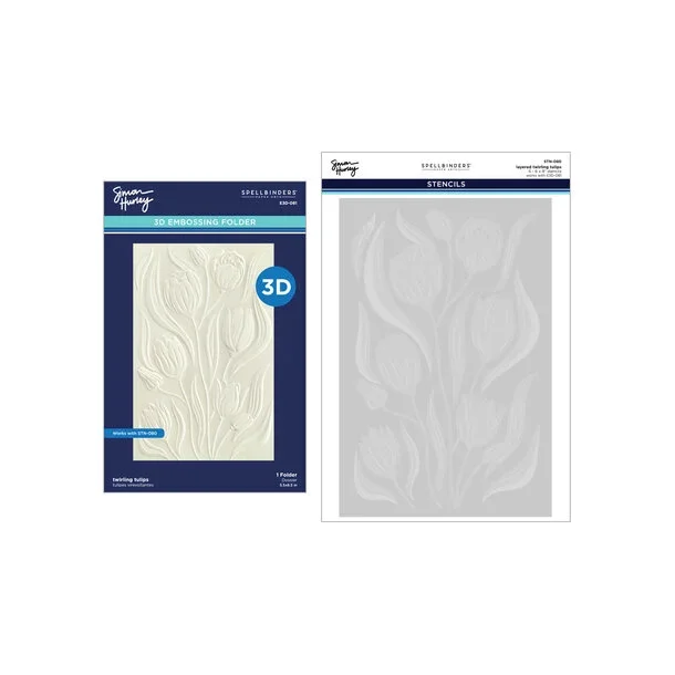 Twirling Tulips 3D Embossing Folder and Stencil Bundle (BD-0846)
