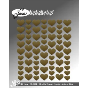 Metallic Enamel Hearts Gold 70stk BLA011 
