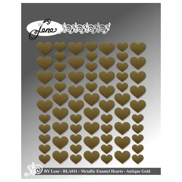 Metallic Enamel Hearts Gold 70stk BLA011 