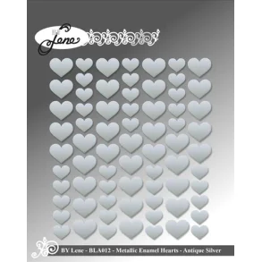 Metallic Enamel Hearts Silver 70stk BLA012 