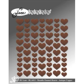 Metallic Enamel Hearts Copper 70stk BLA013 