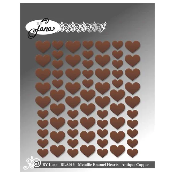 Metallic Enamel Hearts Copper 70stk BLA013 