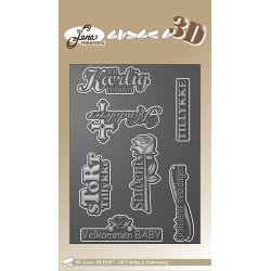 3D cutting &amp; Embossingfolder A6 Danske tekster BLE1017 BY LENE