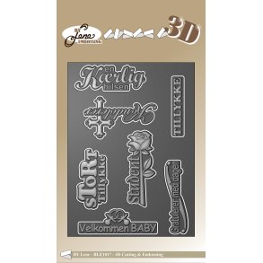 3D cutting & Embossingfolder A6 Danske tekster BLE1017 BY LENE