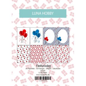 Papirblok A6 F�dselsdag - Luna Hobby 