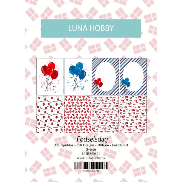 Papirblok A6 Fdselsdag - Luna Hobby