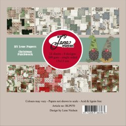 Papirblok Christmas Patchwork BLP070 15x15cm BY LENE 