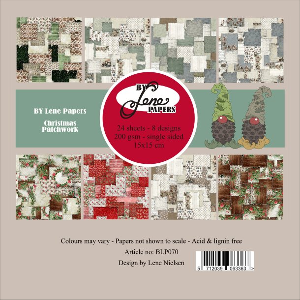 Papirblok Christmas Patchwork BLP070 15x15cm BY LENE 