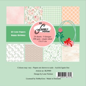 Papirblok Happy Birthday BLP080 15x15cm BY LENE 