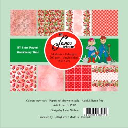 Papirblok Strawberry Time BLP082 15x15cm BY LENE 