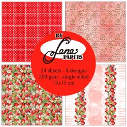 Papirblok Strawberry Time BLP082 15x15cm BY LENE 