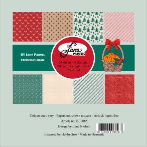 Papirblok Christmas basic BLP085 15x15cm BY LENE 