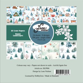Papirblok Happy Landscapes BLP086 15x15cm BY LENE FORUDBESTILLING P� LAGER D. 16/9