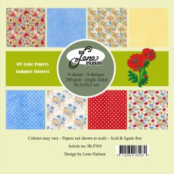 LS BESKRIVELSE Papirblok Summer Flowers BLP365 30,5x30,5cm BY LENE BESTILLINGSVARE