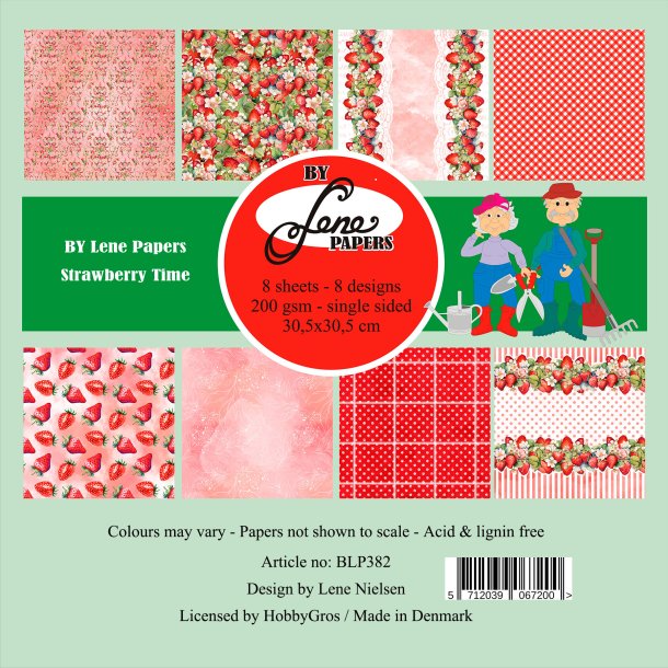 L�S BESKRIVELSE Papirblok Strawberry time BLP382 30,5x30,5cm BY LENE BESTILLINGSVARE