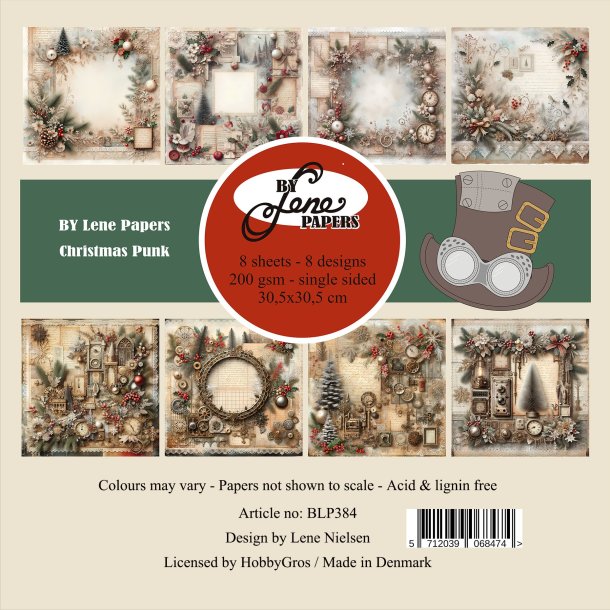 L�S BESKRIVELSE BY LENE Papirblok Christmas Punk BLP384 30x30cm BESTILLINGSVARE