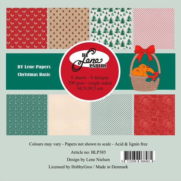 L�S BESKRIVELSE BY LENE Papirblok BLP385 Christmas Basic 30x30cm BESTILLINGSVARE