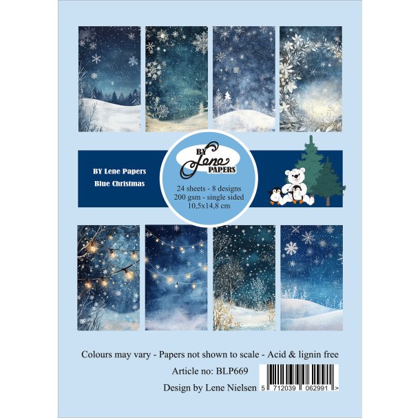 BY LENE papirblok Blue Christmas A6 BLP669 BY LENE