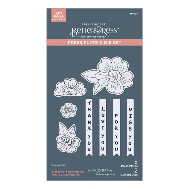 Spring in Kyoto BetterPress Plate &amp; Die Set Blossoms &amp; Sentiments (BP-292)