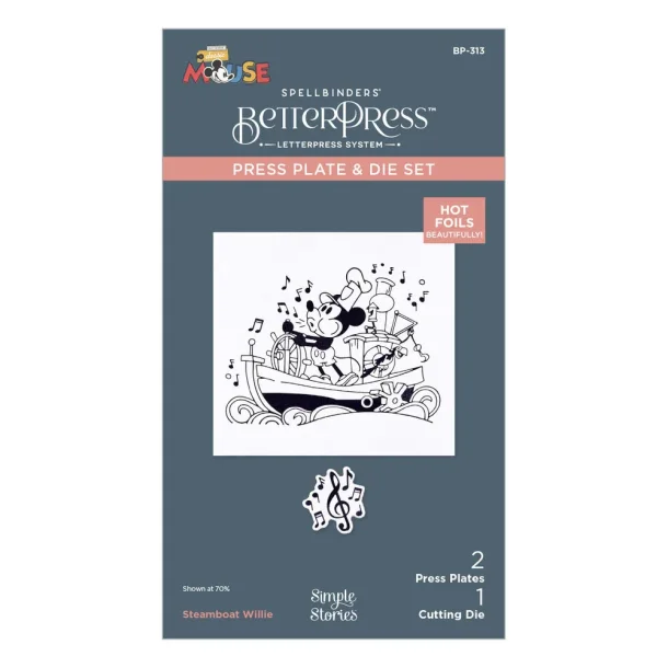 Say Cheese Classic Mouse Press Plate &amp; Die Set Steamboat Willie (BP-313)