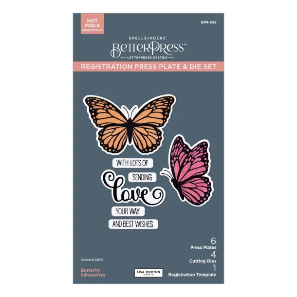 Wildflowers Press Plate &amp; Die Set Butterfly Silhouettes Registration (BPR-028)