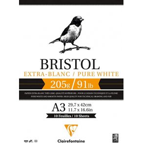 Bristol Tegnepapir Pure White A3 20 Ark