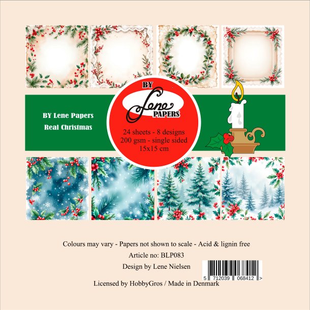 Papirblok Real Christmas BLP083 15x15cm BY LENE 