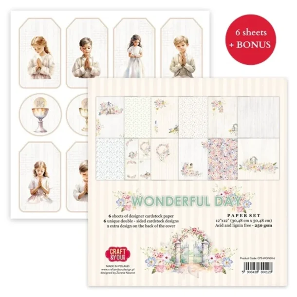 Wonderful Day 12x12 Inch Paper Set 250gsm (6sheets) (CPS-WON30-6)