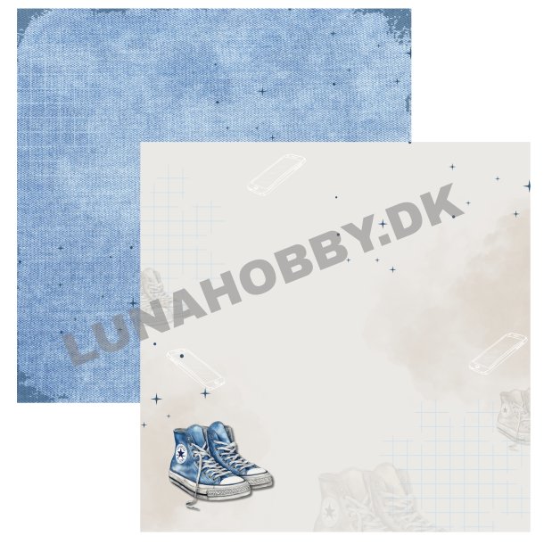 Designpapir Denim sko - 30,5 x 30,5 cm - Luna Hobby