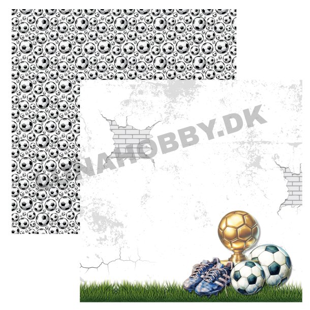 Designpapir Fodbold - 30,5 x 30,5 cm - Luna Hobby