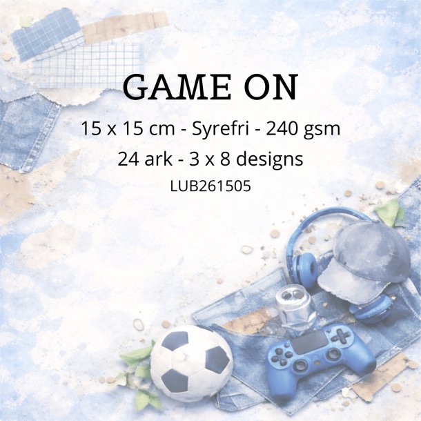 Papirblok Game On - 15 x 15 cm. - Luna Hobby