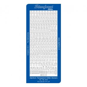 Glimmerstickers bogstaver 1 cm. trans/G 814 s8