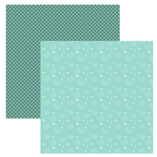 Designpapir Sommerfugle Grn 30,5 x 30,5 cm - Luna Hobby