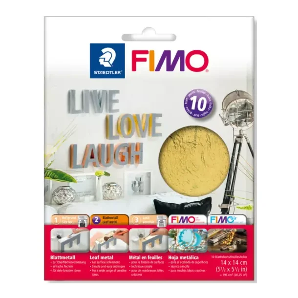 Fimo Blad metal guld 120g 10ark 14x14cm