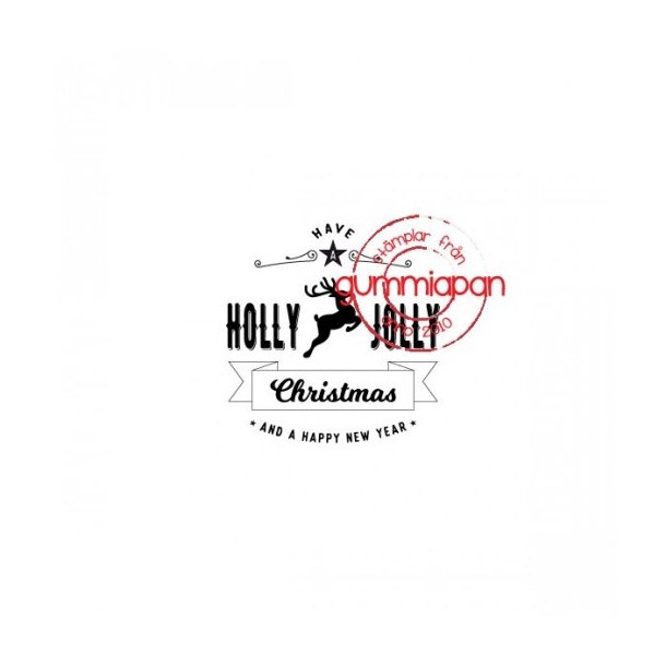 Gummistempel GA Engelsk tekst "Holly Jolly" ST23