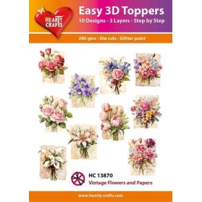 Easy 3D ark udstanset 13870 Vintage Flowers and papers 10s�t
