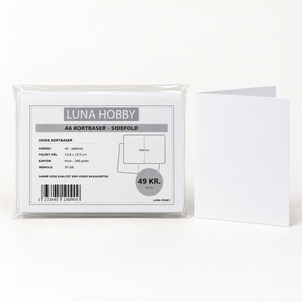 Kortbaser hvide 50stk A6 falset 240g Luna Hobby