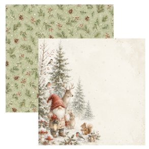 Designpapir Jul i skoven 30,5 30,5 cm. - Luna Hobby