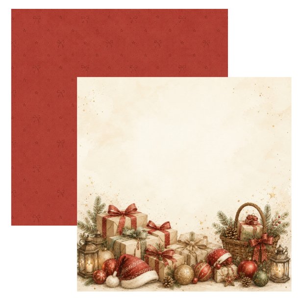 Designpapir Julegaver &amp; hygge 30,5 x 30,5 cm. - Luna Hobby