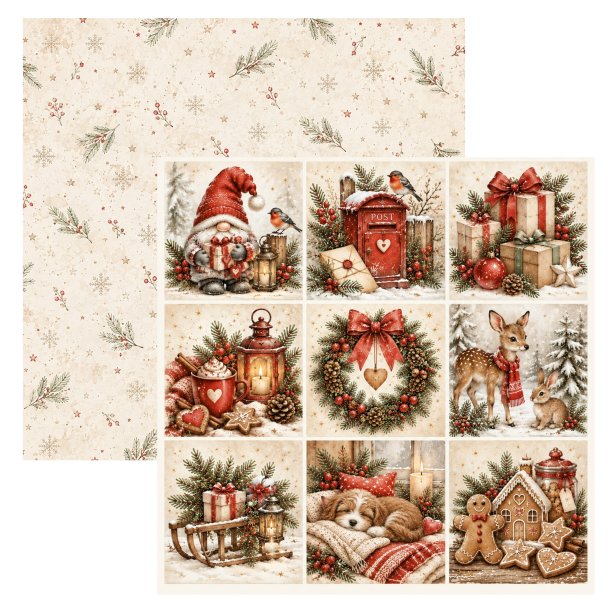 Designpapir Juleglimt 30,5 x 30,5 cm. - Luna Hobby