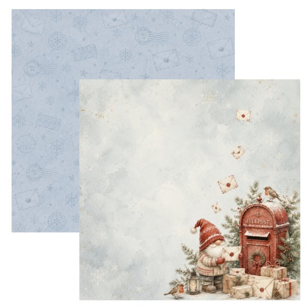 Designpapir Julepost 30,5 x 30,5 cm. - Luna Hobby