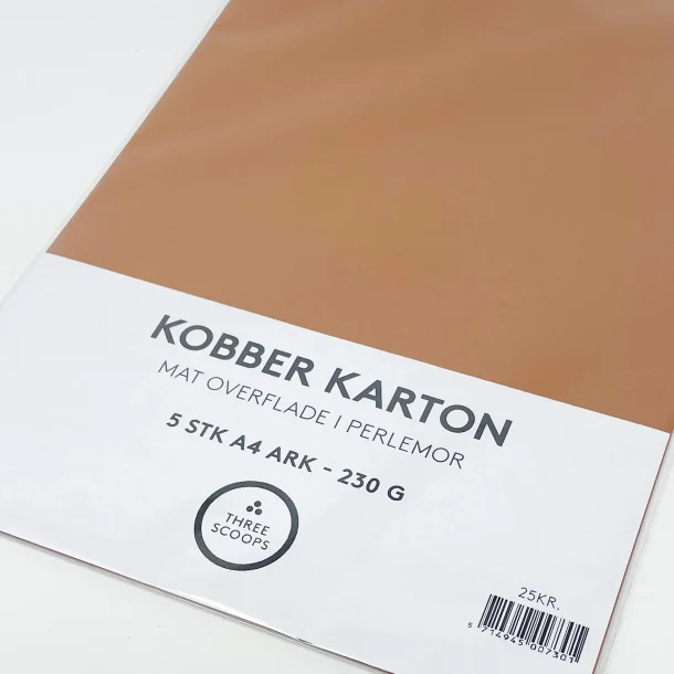 Kobber karton i perlemor 5ark A4 230G