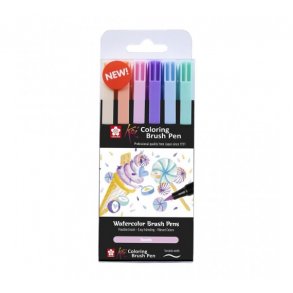 Koi Colouring Brush St, Sakura, 6 stk (Pastel farver)