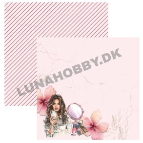 Designpapir Konfirmation make up - 30,5 x 30,5 cm. - Luna Hobby