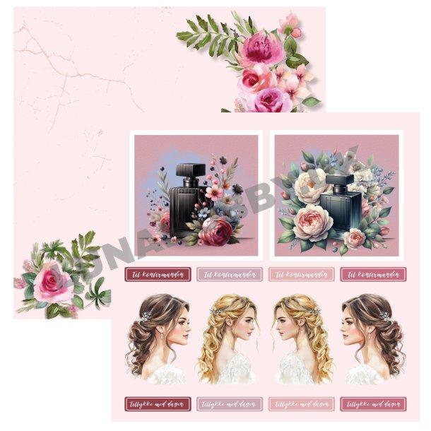 Designpapir Konfirmation Pige - 30,5 x 30,5 cm - Luna Hobby