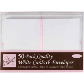 Kort & Kuverter 50 st A6 Hvid Anitas