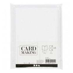 Kort og kuverter hvid 6st kort. str. 10,5x15cm