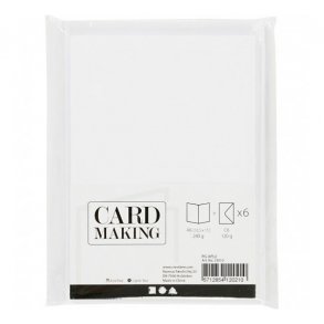 Kort og kuverter hvid 6s�t kort. str. 10,5x15cm
