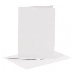 Kort og kuverter hvid 6st kort. str. 10,5x15cm